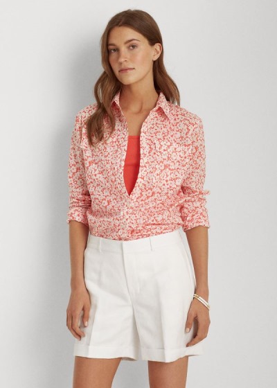 Camisa Ralph Lauren Mujer Rojos / Blancos - Floral Cotton - ECQXK0415